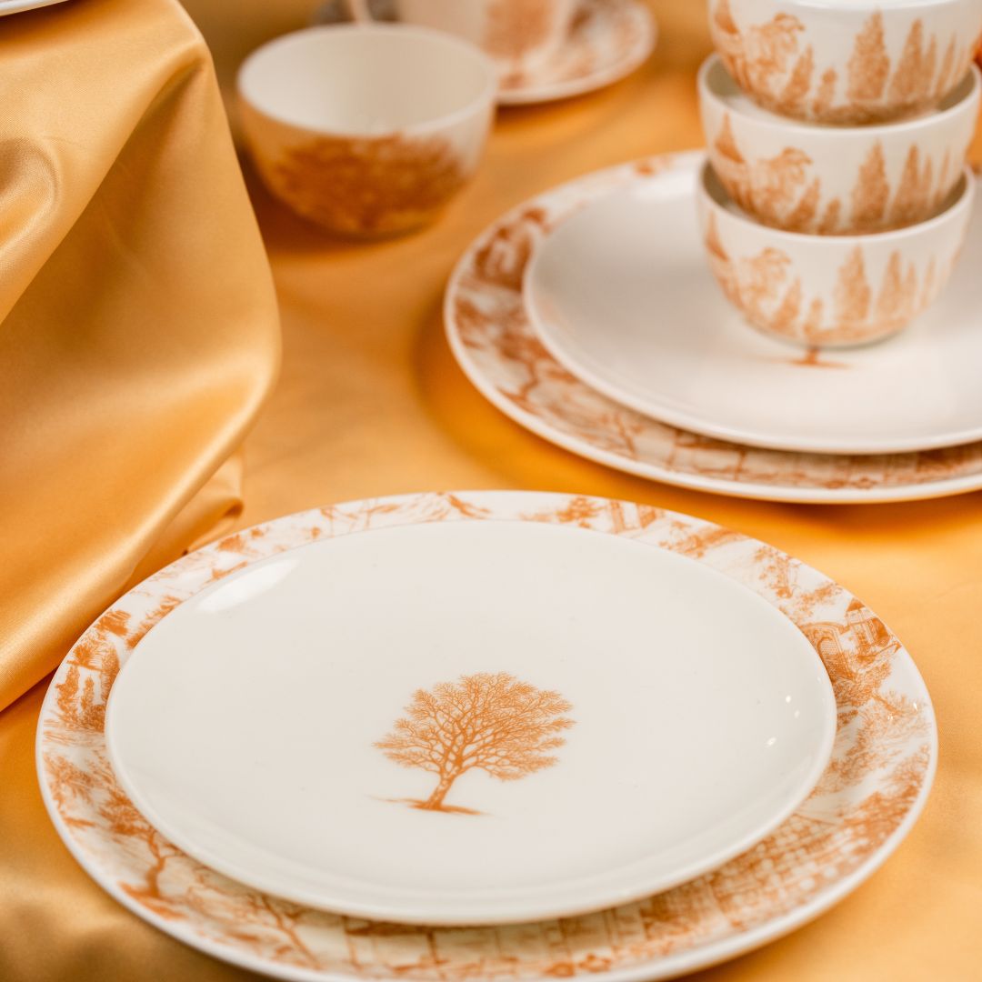 Set of 2- Chateau Toile Side Plate - Apricot