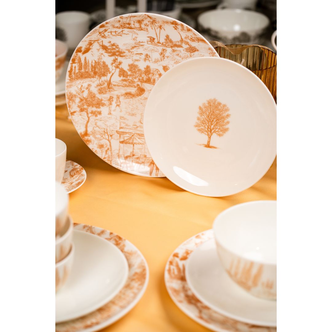 Set of 2- Chateau Toile Side Plate - Apricot